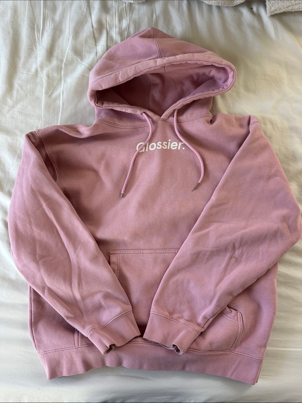 Glossier Dusty Pink Logo Pullover Hoodie